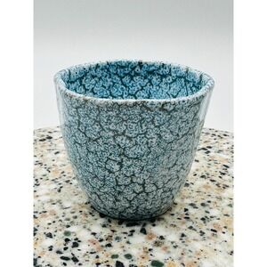Napco Italy Blue White Splatter Crackle Glaze Ceramic Planter Pot Vintage MCM